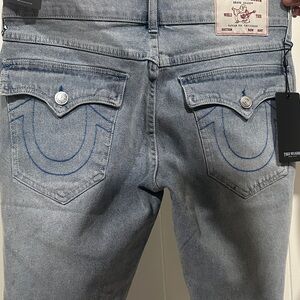 True Religion Men's Light Gray Relaxed Jeans